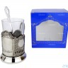 Набор для чая "Подарочный под гравировку" ПГ-025 никелированный подстаканник (3 пр.): карт. коробка, стекл. стакан, ложка
