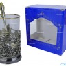 Подстаканник "Рыбалка" точное литье. Набор для чая (3 пр.): карт. коробка, стекл. стакан, ложка