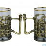 Подстаканник "Трубы. Трубопровод" точное литье. Набор для чая (3 пр.): футляр лежа, стекл. стакан, ложка