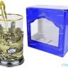 Подстаканник "ВМФ" точное литье. Набор для чая (3 пр.): картонная коробка, стекл. стакан, ложка