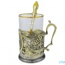 Подстаканник "Скорпион" точное литье. Набор для чая (3 пр.): футляр лежа, стекл. стакан, ложка