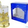 Подстаканник "Георгий Победоносец" серебрение, золочение, точное литье. Набор для чая (3 пр.): картонная коробка, стекл. стакан, ложка